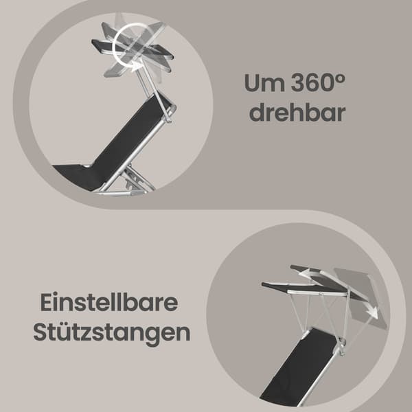 Fällbar solstol, 2-pack, maxbelastning 110 kg