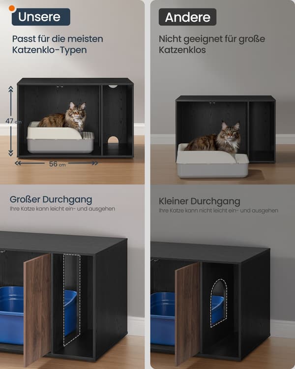 Kattetoiletskab med push-to-open-låger