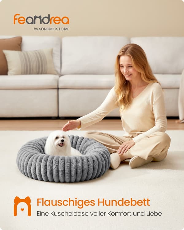 Hundeseng 60 cm i diameter, vaskbar, duvegrå