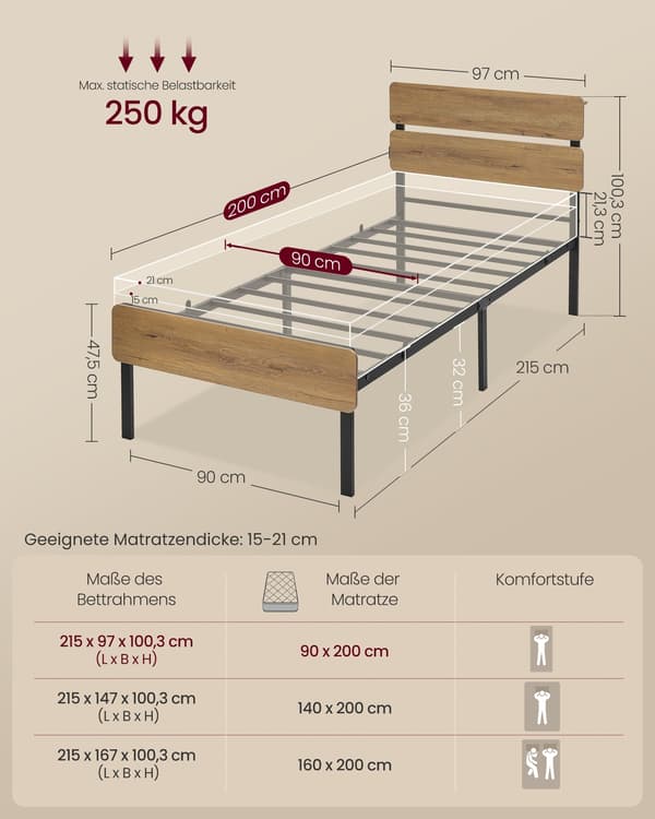 Kaksosvuode valaistuksella, luonnonruskea