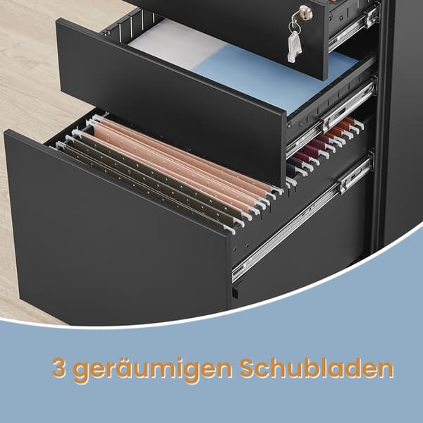 Rullecontainer, under skrivebord, med 3 skuffer