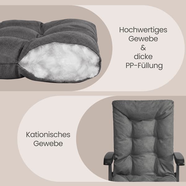 Campingstol, justerbart ryglæn 95°-150°, 6 cm polstring