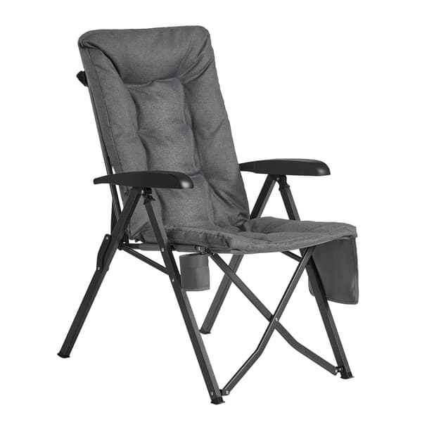 Campingstol, justerbart ryglæn 95°-150°, 6 cm polstring