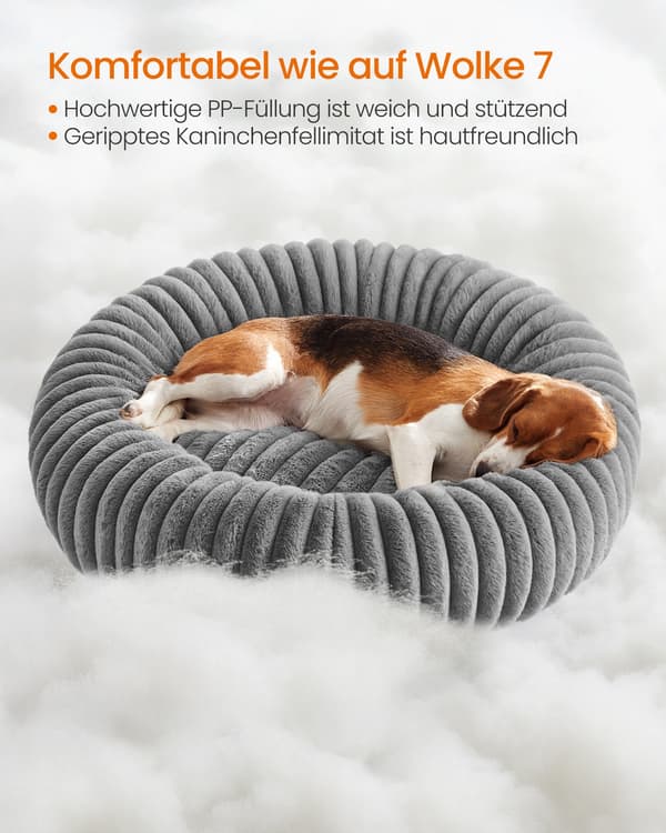 Hundeseng 80 cm diameter, vaskbar, duvegrå