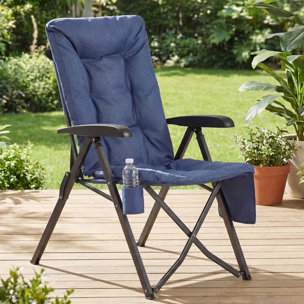 Campingstol, justerbart ryglæn 95°-150°, 6 cm polstring