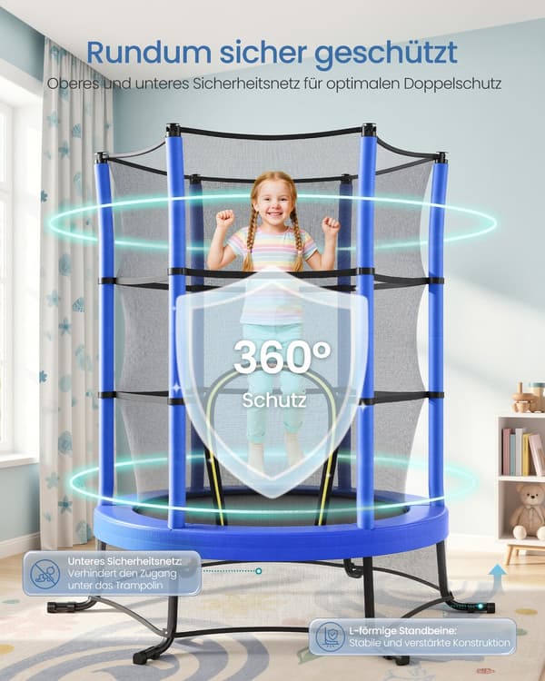 Trampolin til børn, 174 cm børnetrampolin med sikkerhedsnet