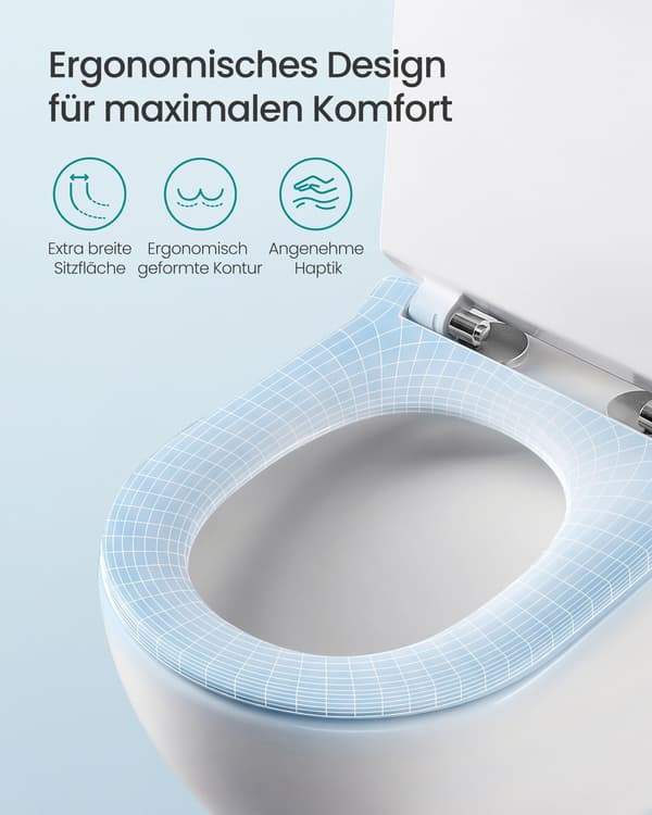 Toiletsæde D-form kort med sænkefunktion og let afmontering Hvid