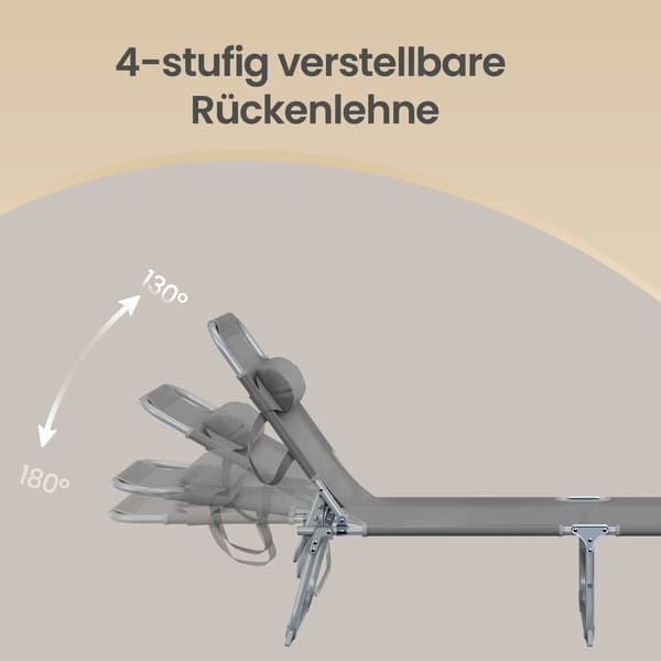 Fällbar solstol, 2-pack, med nackstöd