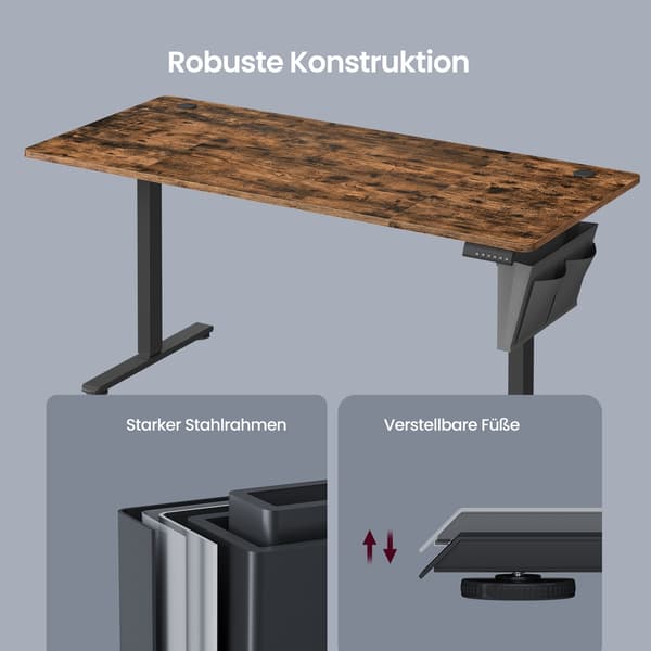 Elektrisk højdejusterbart skrivebord, 140,1 x 60