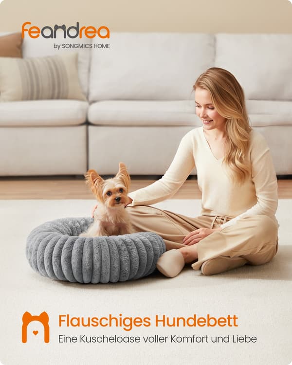 Hundeseng 50 cm i diameter, vaskbar, duvegrå