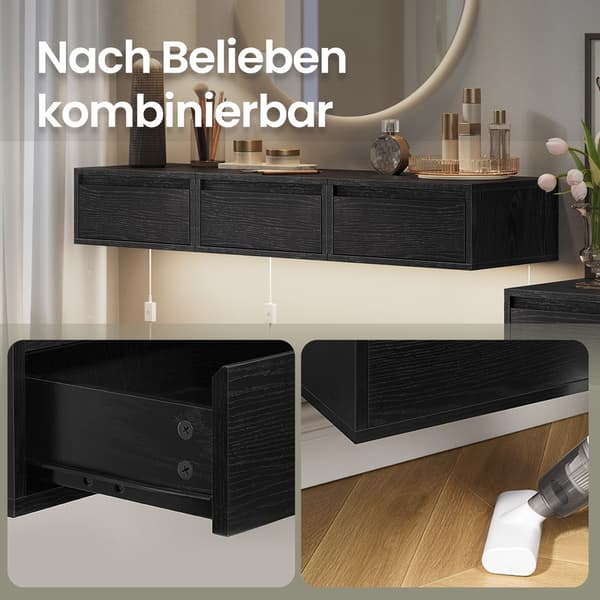 Svävande nattduksbord, 2-pack, 3 ljusfärger