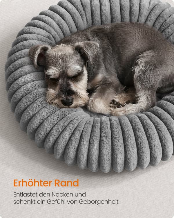 Hundeseng 70 cm diameter, vaskbar, duvegrå
