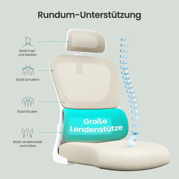 Kontorstol med vippefunktion, netryg, sammenklappelige armlæn
