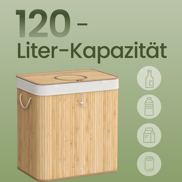 Insamlingsbehållare för pantflaskor, 120 l Behållare för pantflaskor, bambu