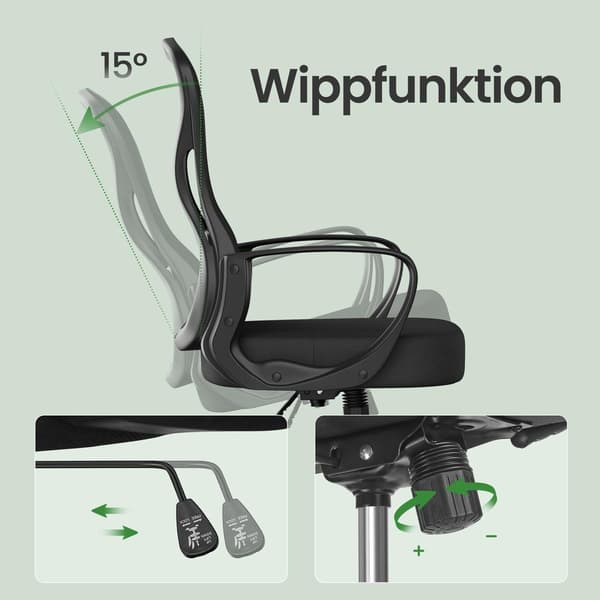 Netstol, ergonomisk kontorstol, skrivebordsstol med vippefunktion