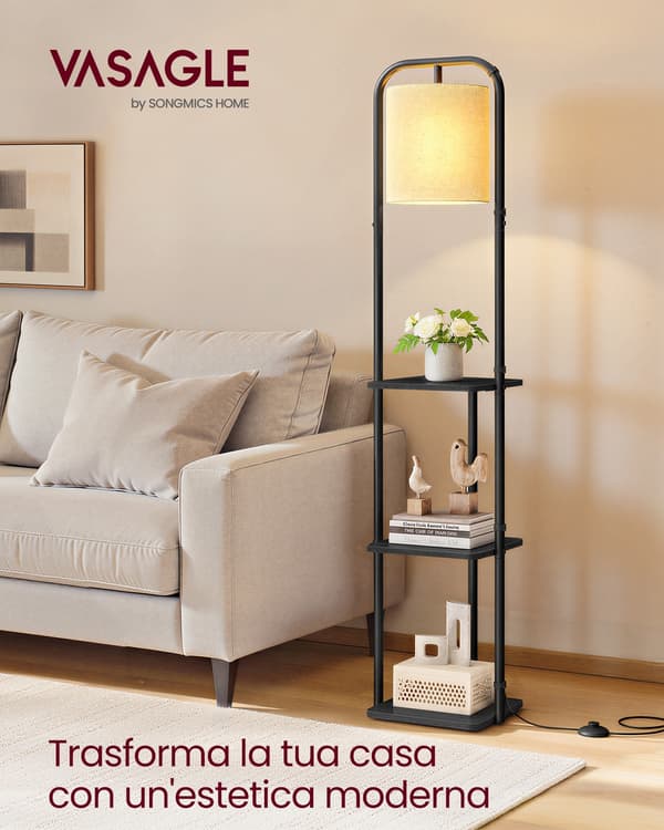 Stående lampe med hylder