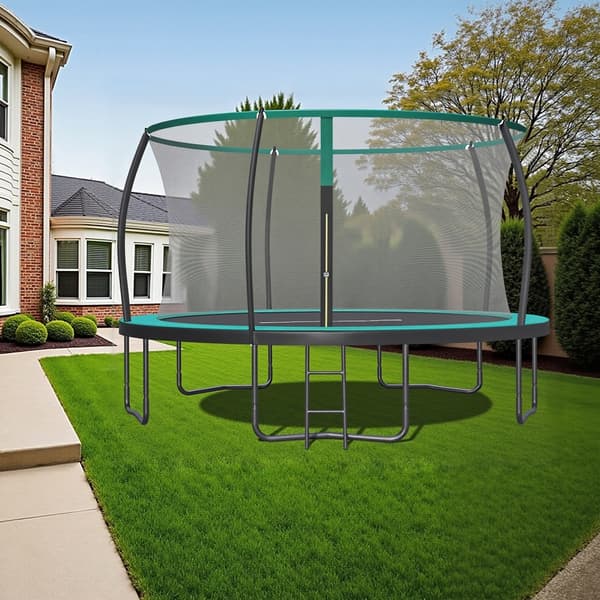 Trampolin, havetrampolin med sikkerhedsnet, kantbeskyttelse