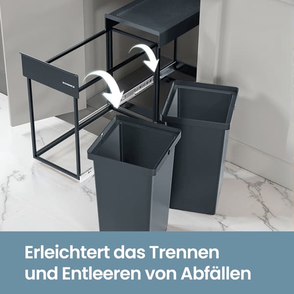 Affaldsspand til køkken, affaldssorteringssystem til underskab, 2 x 15 l