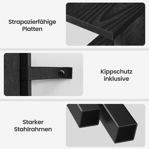 Sengebord med LED-belysning og opladestation