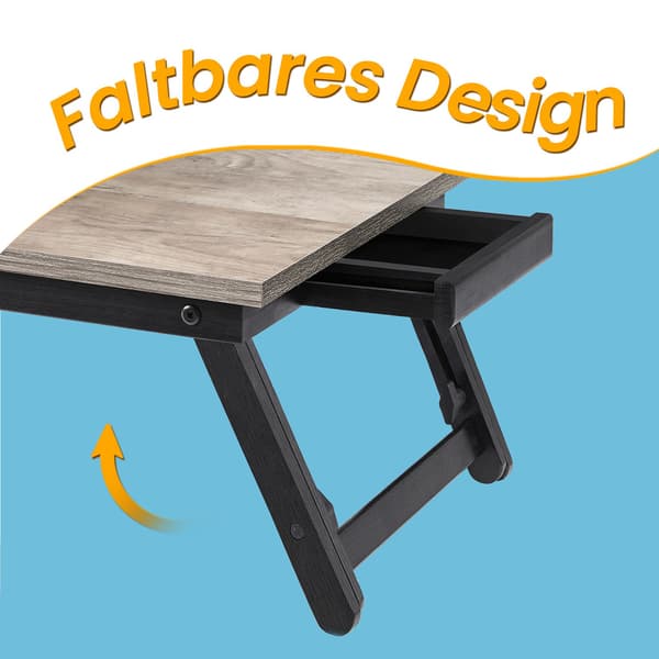 Frukostbricka med fällbara ben, höjdjusterbar, gråbeige