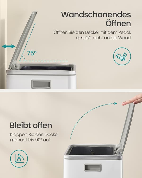Soptunna 50 L med lock, molnvit