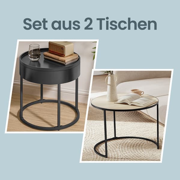 Soffbord 2-pack, runt sidobord, modernt