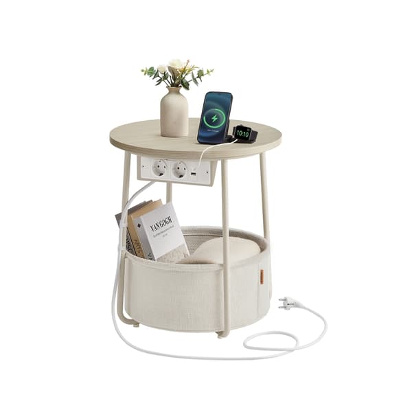 Sidebord med opladestation og stikkontakt