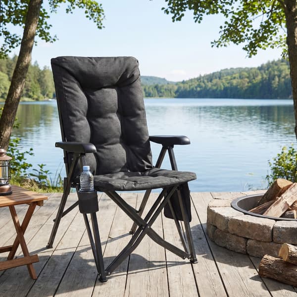 Campingstol, justerbart ryglæn 95°-150°, 6 cm polstring