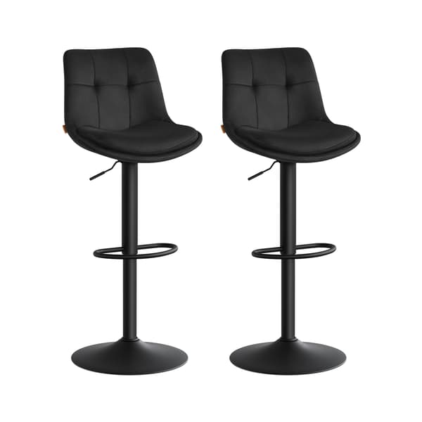 Barstolar, 2-pack, i sammet, höjdjusterbara, vridbara, bläcksvarta