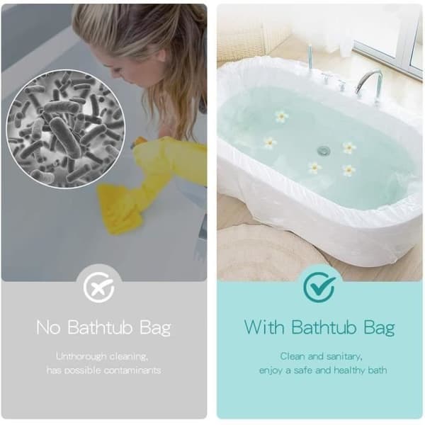 Engångsbadkarsfoder, stor plastpåse för badkarsfoder för vardagsrum, hem och hotellbadkar