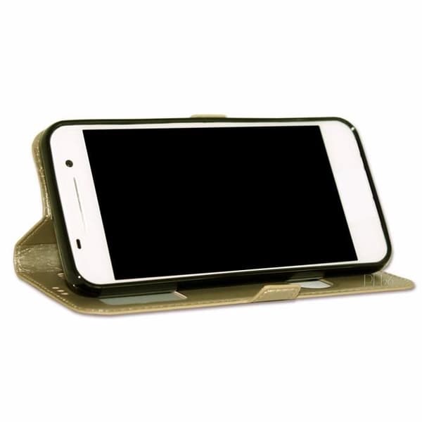 Coque för Samsung Galaxy A20 E A01 - GULD - Extra Slim - Konstläder - Magnetisk - Semi-rigid