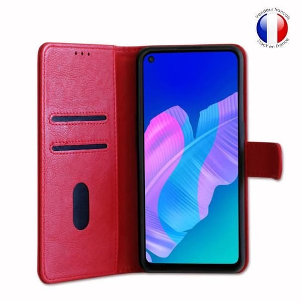 Plånboksfodral - Huawei - P40 Lite E - Läder - Röd - Magnetisk