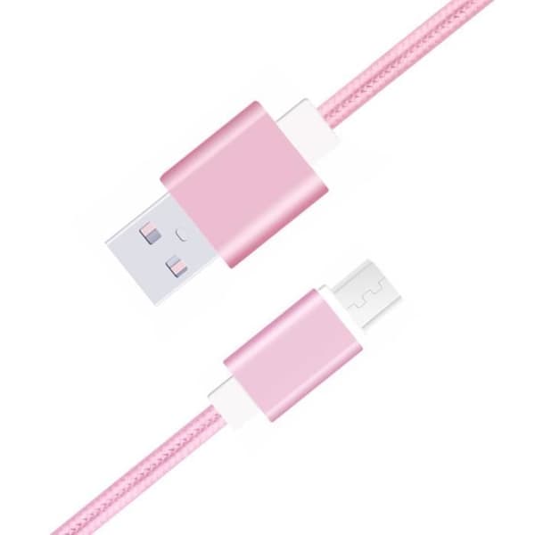 Micro USB-kabel för Danew Konnect 556 i nylonflätad synkroniserad snabbdataöverföring - ROSA