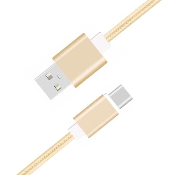 Typ C-kabel för Sharp Aquos R8 i flätad nylon Snabb synkronisering - Dataöverföring - GULD