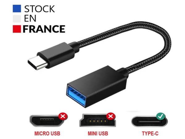 USB-C till USB-A OTG-adapterkabel - PH26 - Oukitel WP52 - 19 cm - 5 Gbit/s - Nätsydd