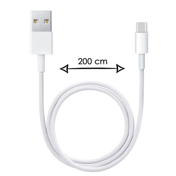 USB Typ C-kabel - PH26 - Realme Note 60 - Laddning/Synkronisering - 2 Meter - Vit