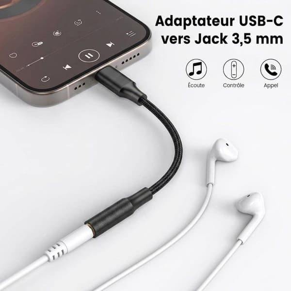 PH26® USB-C till 3,5 mm ljud AUX-adapter kompatibel med WP52