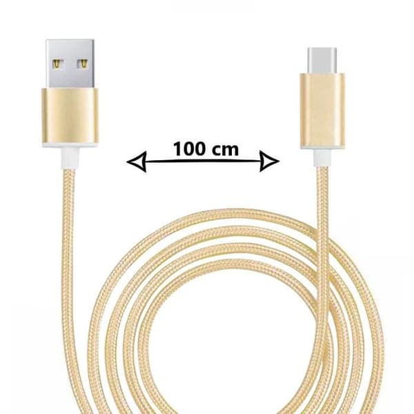 Typ C-kabel för Sharp Aquos R8 i flätad nylon Snabb synkronisering - Dataöverföring - GULD