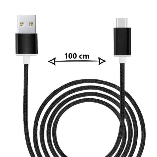 Typ C-kabel för Blackview Hero 10 i nylon flätad synkroniserad snabbdataöverföring - SVART