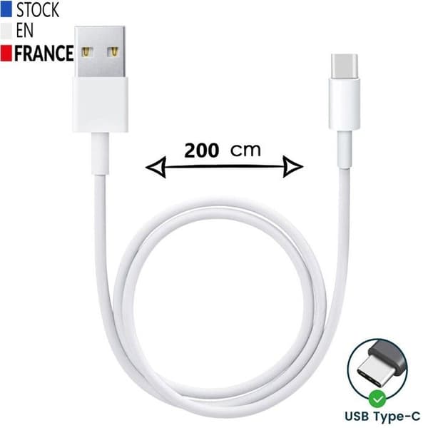 USB Typ C-kabel - PH26 - Realme Note 60 - Laddning/Synkronisering - 2 Meter - Vit