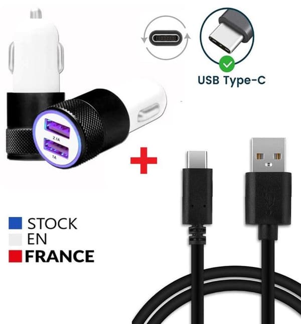 Pack Bilopp - PH26 - Oukitel WP28E - 2 USB Typ C-kablar - Ultra-snabb - 3.1A