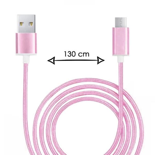 Micro USB-kabel för Danew Konnect 556 i nylonflätad synkroniserad snabbdataöverföring - ROSA