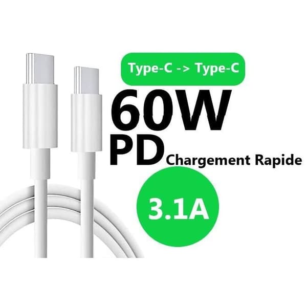 60W USB C till USB C-kabel - 1 meter för Microsoft Surface Duo 2, 3.1A PD snabbladdningskabel