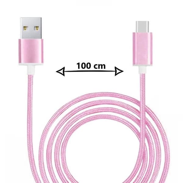 Typ C-kabel - PH26 - Oukitel WP28 - Flätad nylon - Rosa - Snabb synkronisering