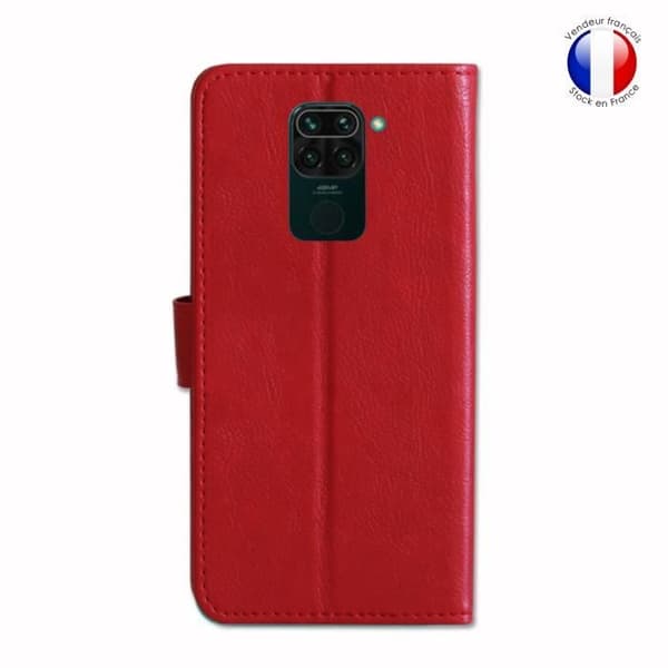Plånboksfodral - Xiaomi - Redmi Note 9 - Röd läder - Videostöd - Magnetisk