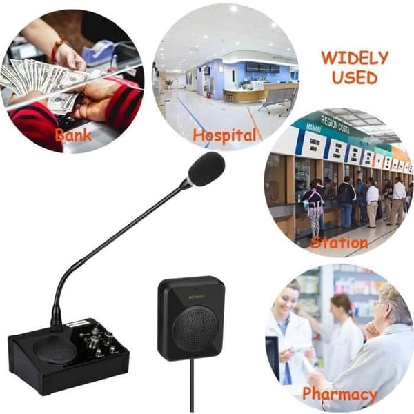 Retekess TW106 Counter Intercom System, Noise Interferens, 2-Way Window Intercom för skola, Billetteri