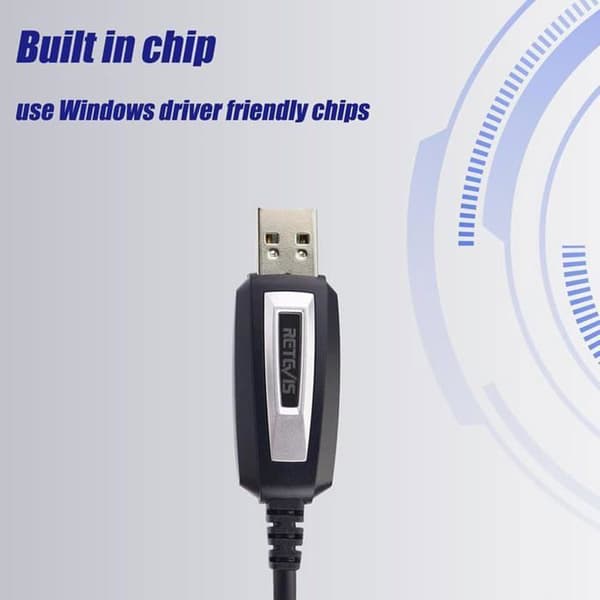 USB Programmeringskabel - Retevis - RT24 RT27 RT622 RT619 RT5R - 2 Stift - 100 cm - Kompatibel med Windows