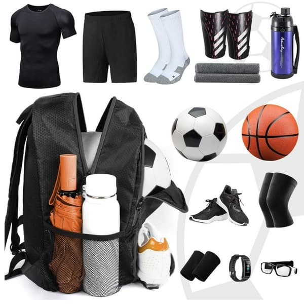 Fodboldrygsæk med boldrum Black