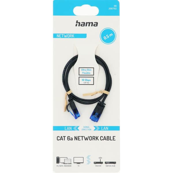 Cable Network CAT6a Slim U/UTP 0.50m Black