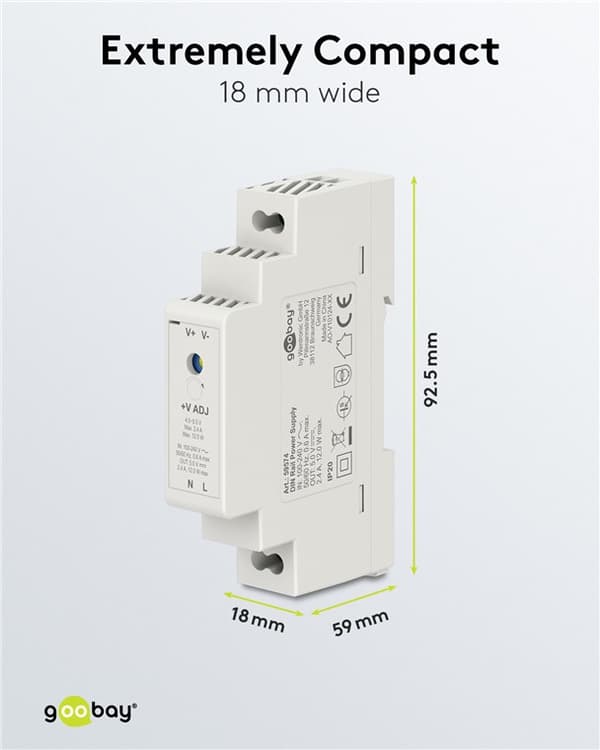 Virtalähde DIN-kiskoon 5 V, 2,4 A, 12 W